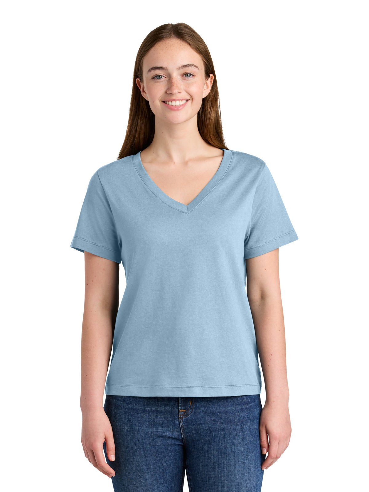 Women's Pocketless Stella Isla V-Neck Tee - SXW032 - Blue Soul