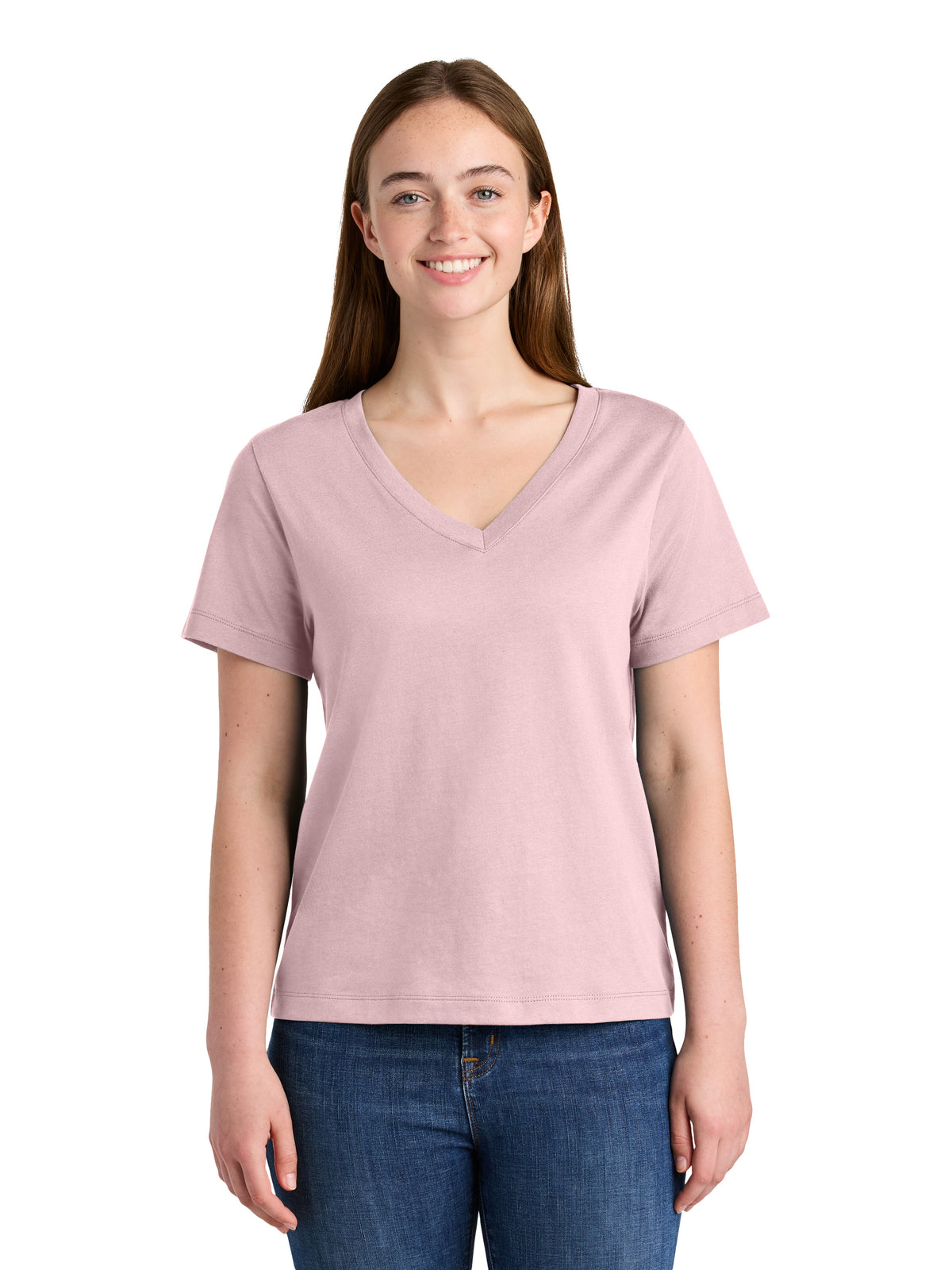 Women's Pocketless Stella Isla V-Neck Tee - SXW032 - Cotton Pink