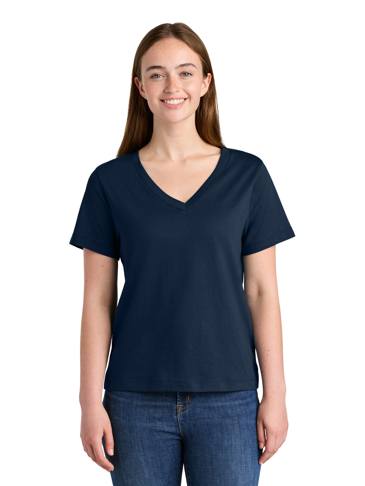 Women's Pocketless Stella Isla V-Neck Tee - SXW032 - French Navy