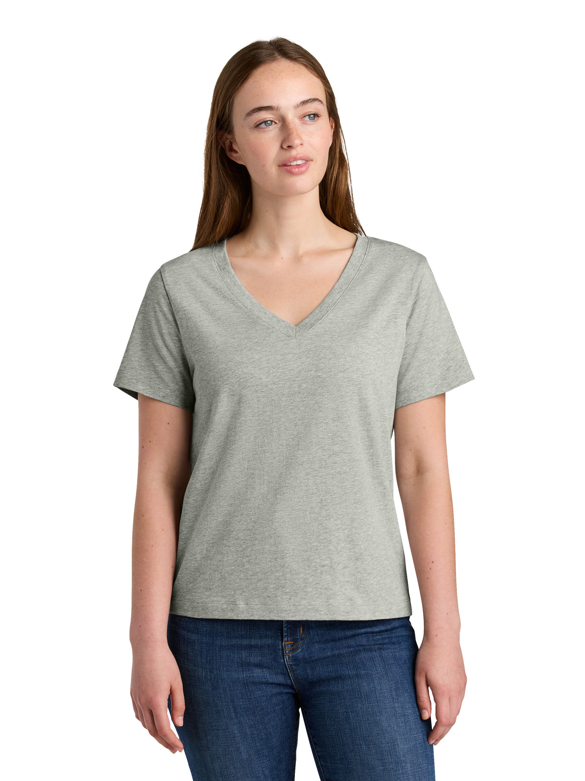 Women's Pocketless Stella Isla V-Neck Tee - SXW032 - Heather Grey