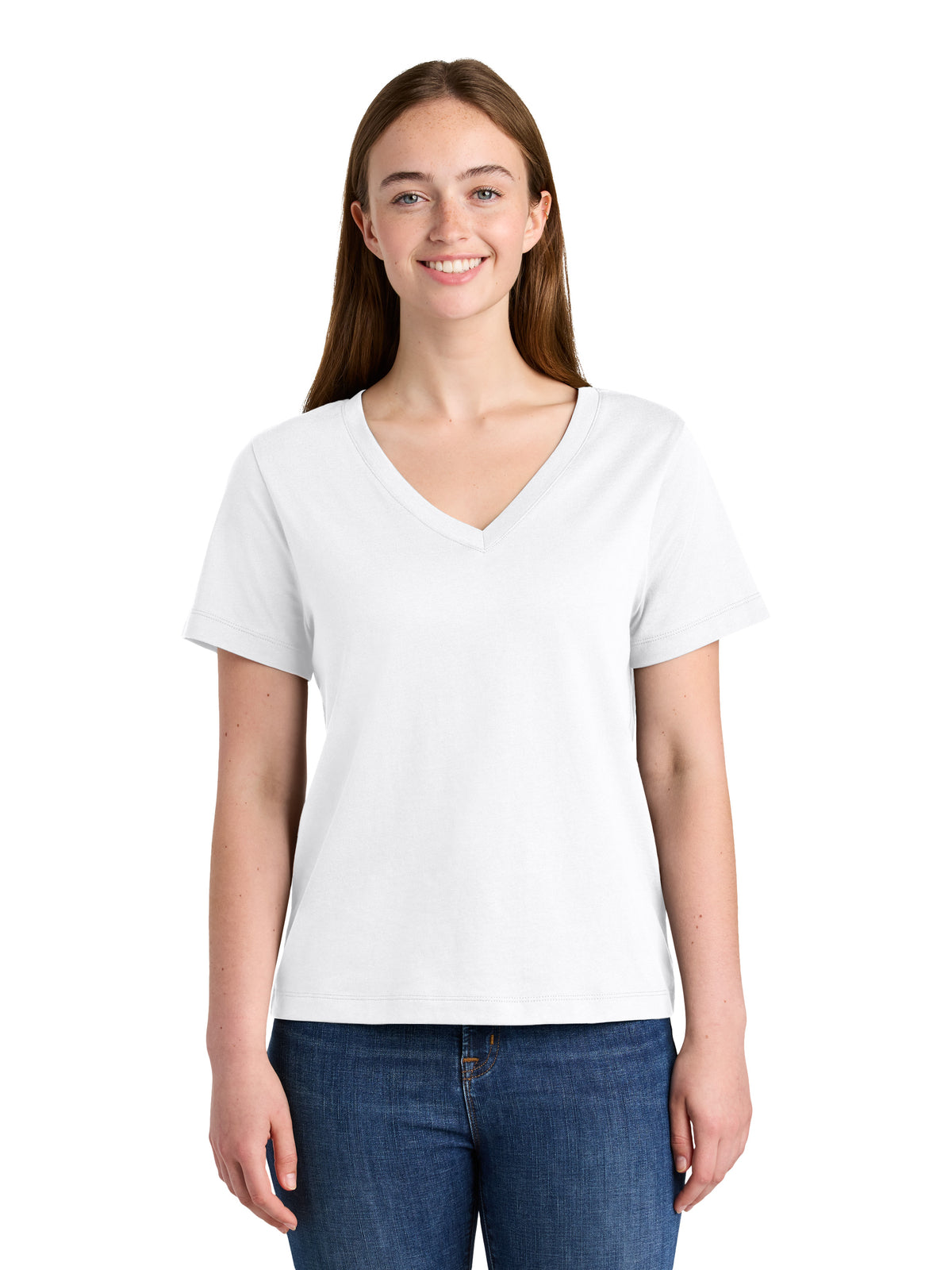 Women's Pocketless Stella Isla V-Neck Tee - SXW032 - White