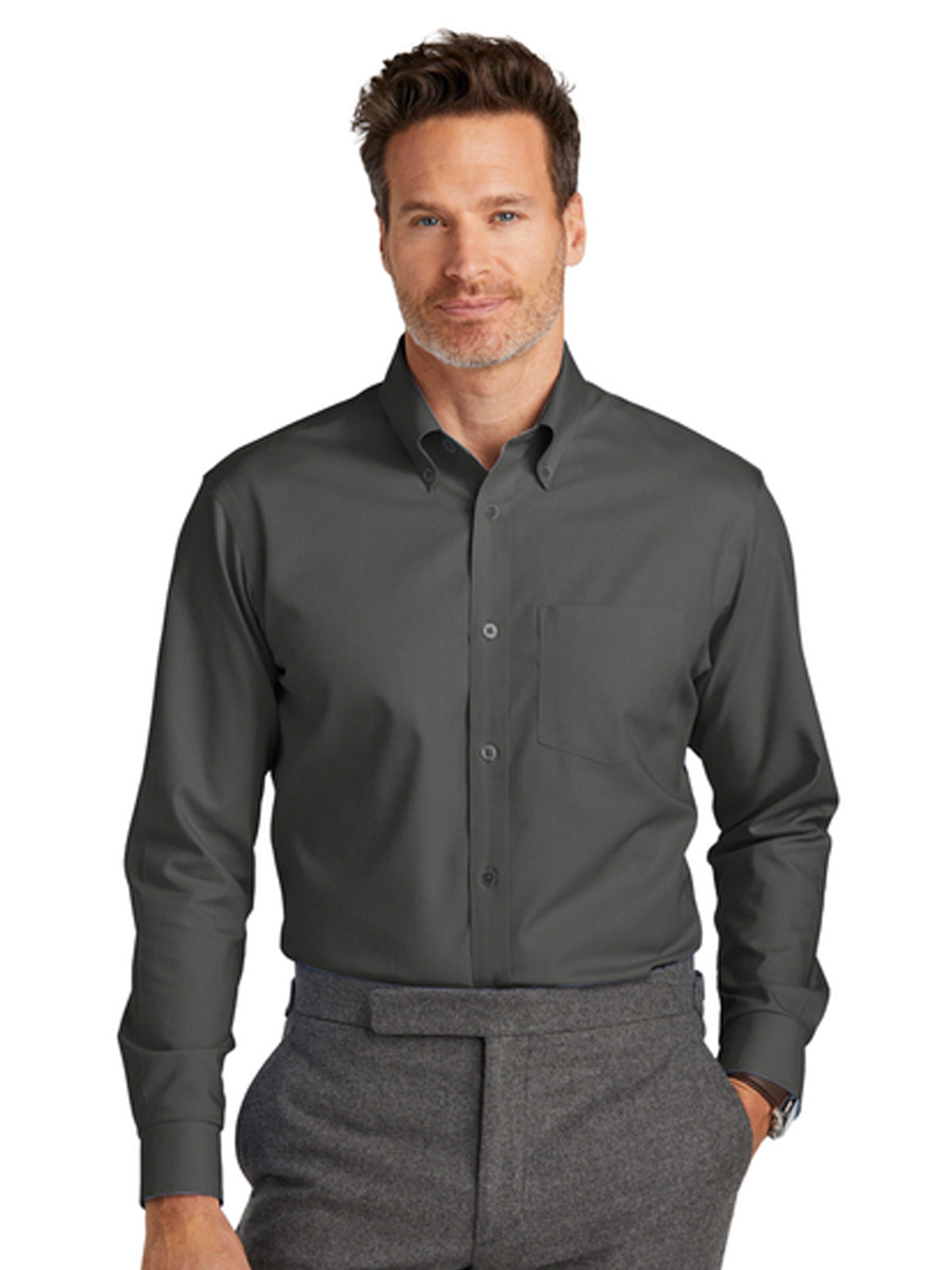 Men's 1-Pocket Tall Wrinkle-Free Shirt - TBB18002 - Deep Black