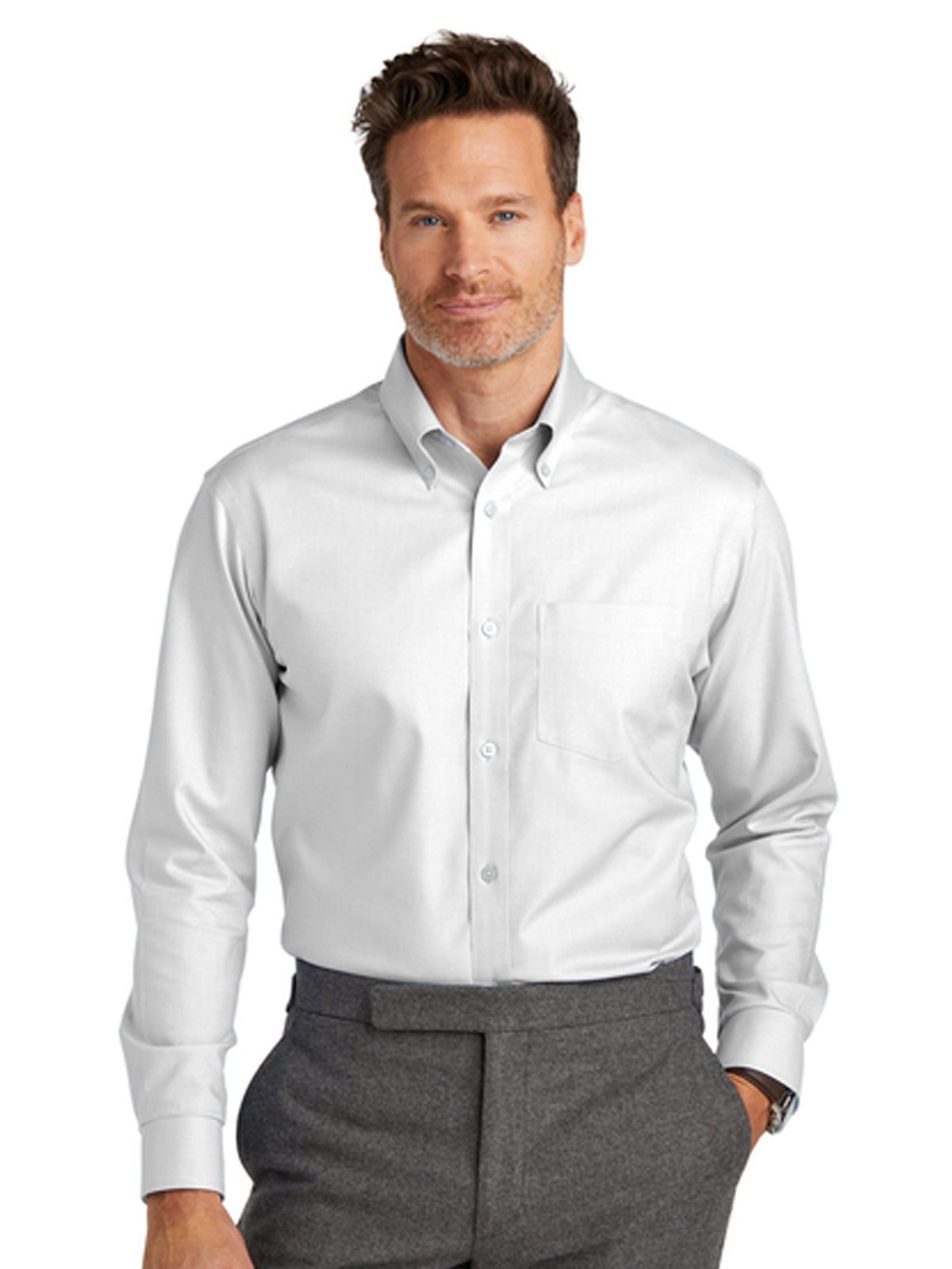 Men's 1-Pocket Tall Wrinkle-Free Shirt - TBB18002 - White
