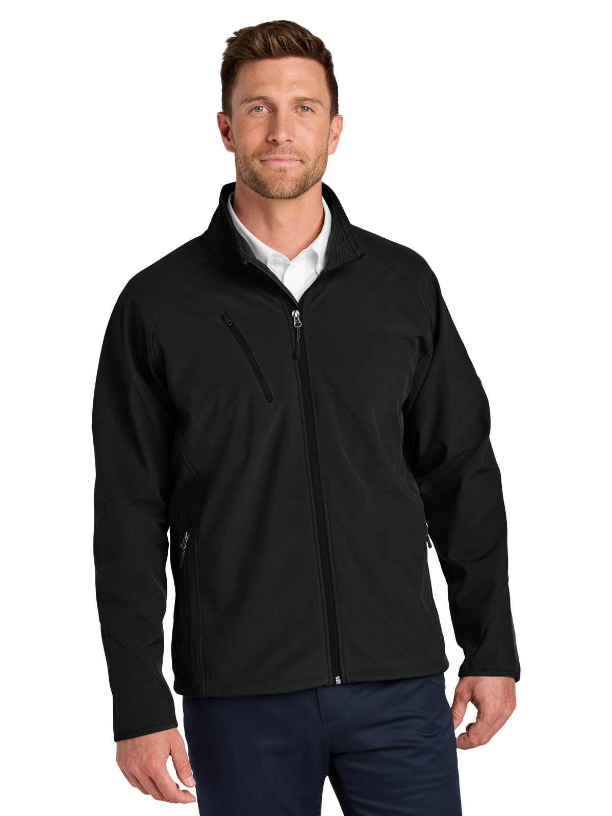 Men's Tall Textured Soft Shell Jacket - TLJ705 - Black