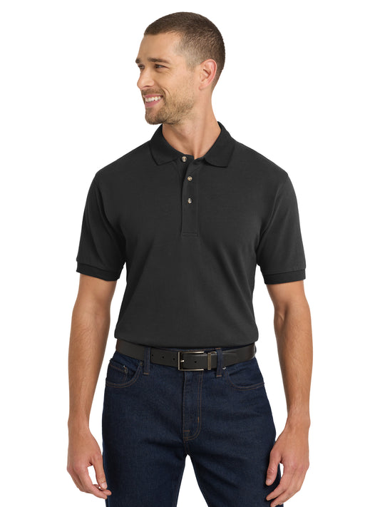 Men's Tall Heavyweight Cotton Pique Polo - TLK420 - Black
