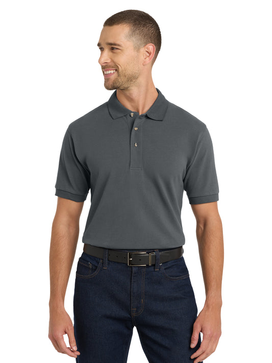 Men's Tall Heavyweight Cotton Pique Polo - TLK420 - Steel Grey
