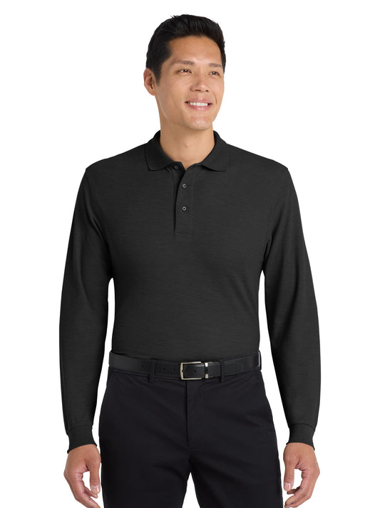 Men's Tall Silk Touch Long Sleeve Polo Shirt - TLK500LS - Black