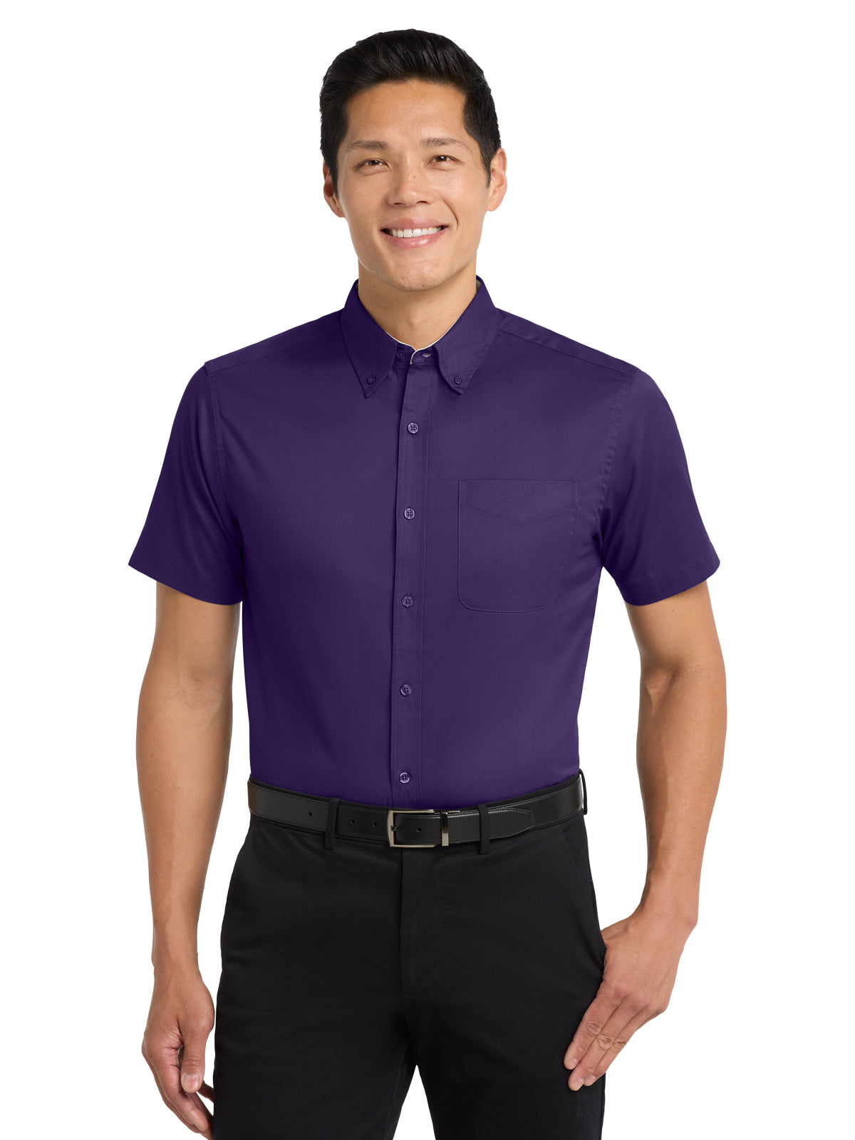 Men's Tall Short Sleeve Easy Care Shirt - TLS508 - Purple/Light Stone