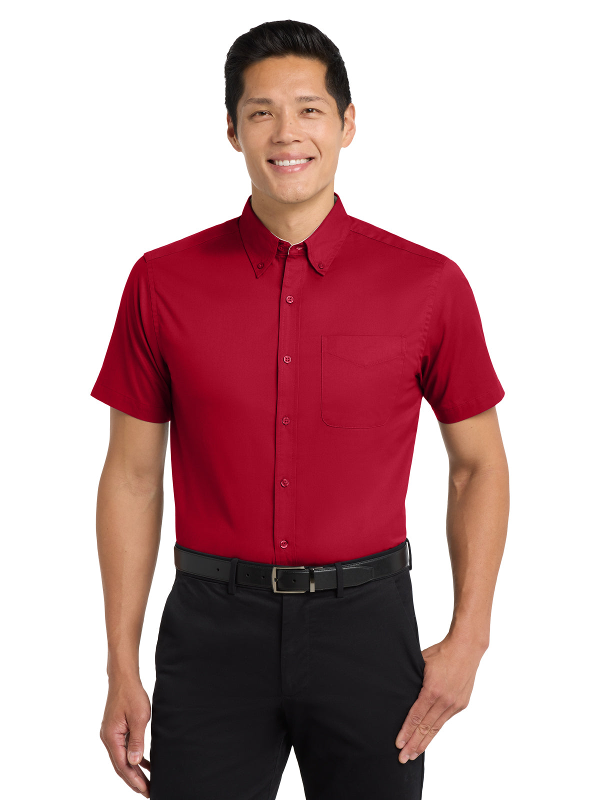 Men's Tall Short Sleeve Easy Care Shirt - TLS508 - Red/Light Stone