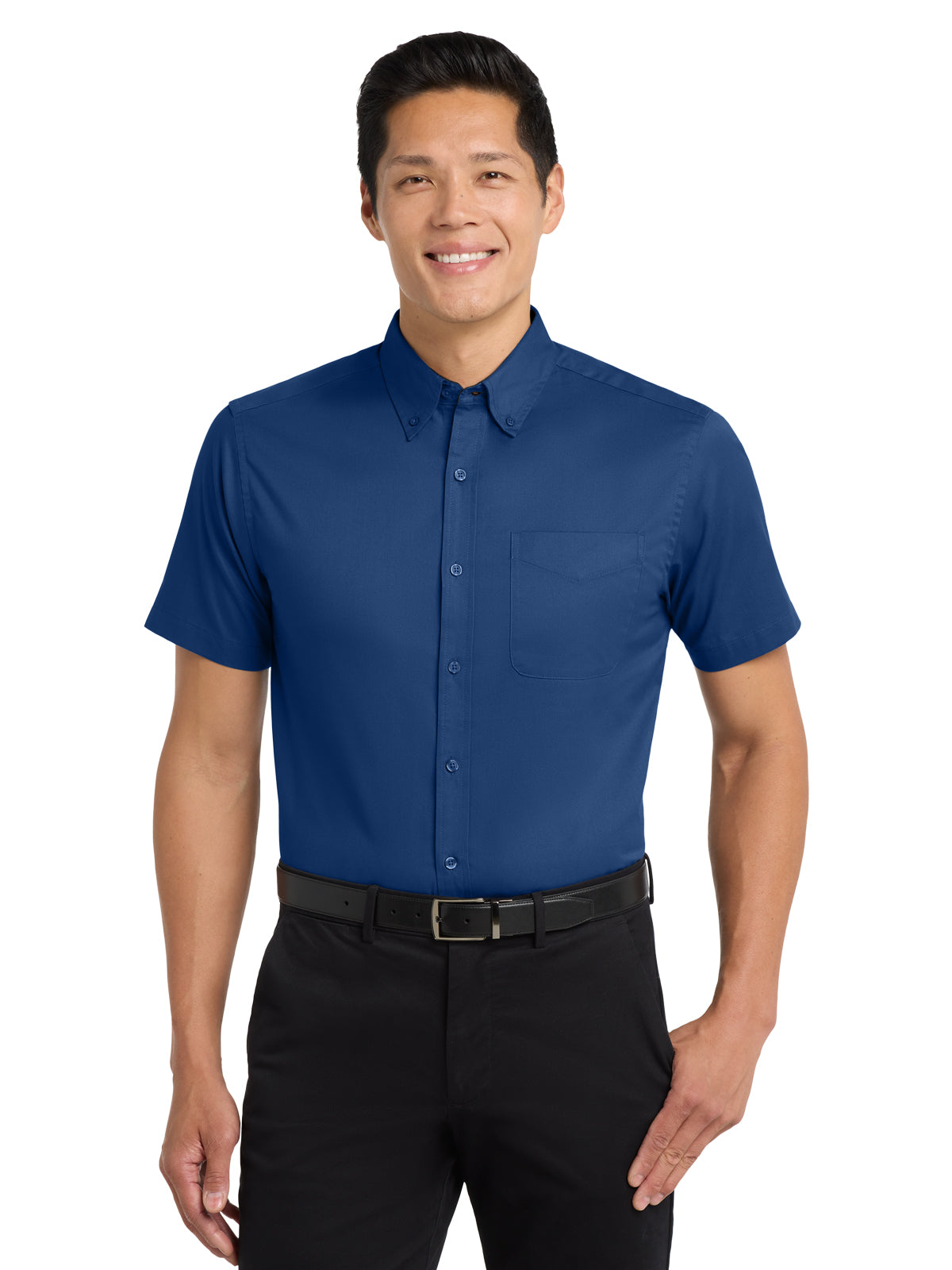 Men's Tall Short Sleeve Easy Care Shirt - TLS508 - Royal/Classic Navy