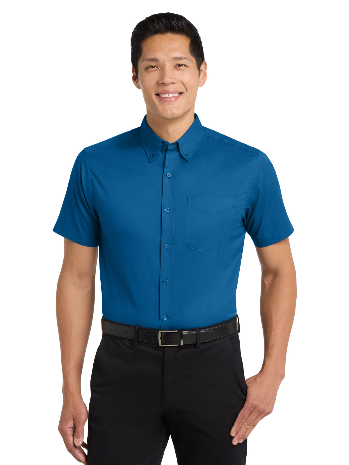 Men's Tall Short Sleeve Easy Care Shirt - TLS508 - Strong Blue