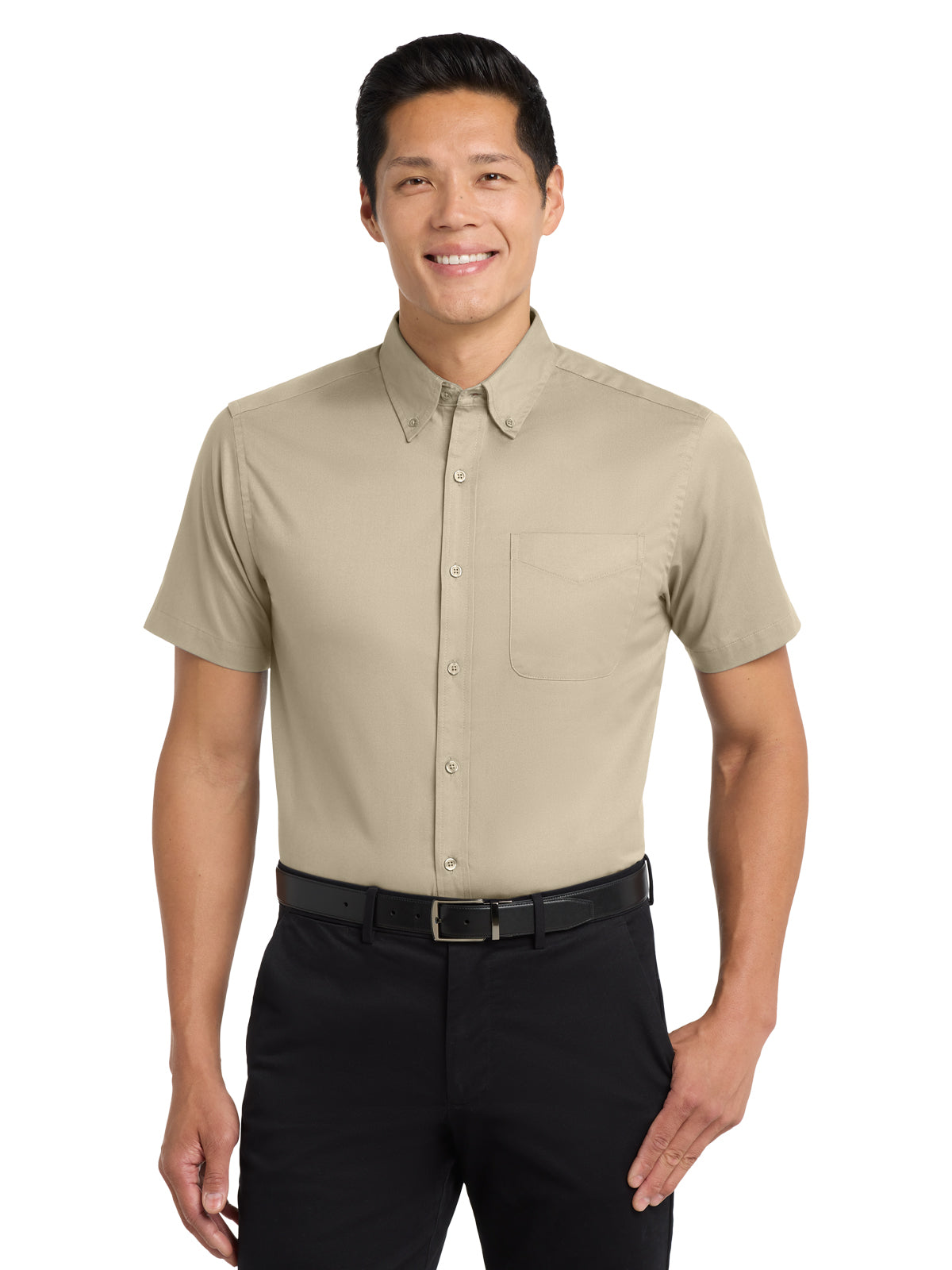 Men's Tall Short Sleeve Easy Care Shirt - TLS508 - Stone