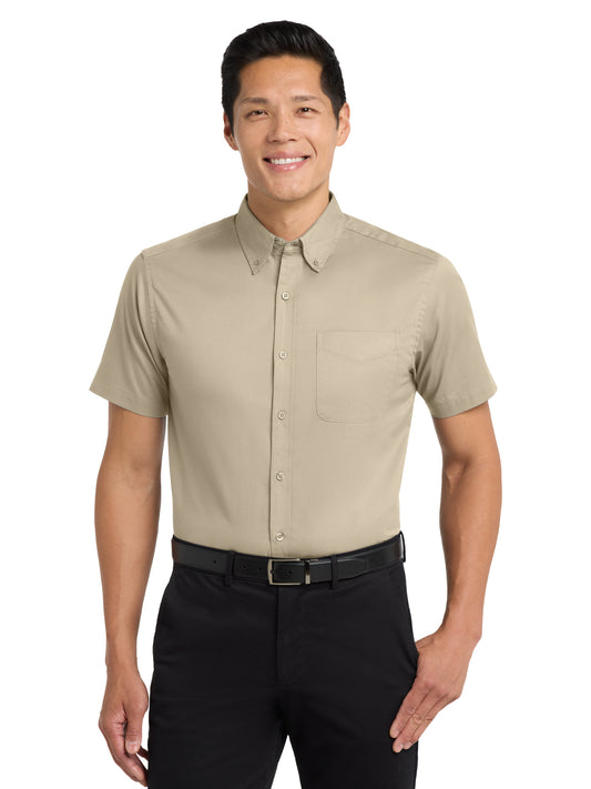 Men's Tall Short Sleeve Easy Care Shirt - TLS508 - Stone