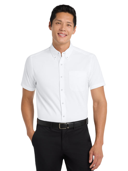 Men's Tall Short Sleeve Easy Care Shirt - TLS508 - White/Light Stone