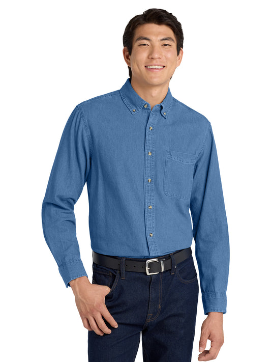 Men's Tall Long Sleeve Denim Shirt - TLS600 - Faded Blue