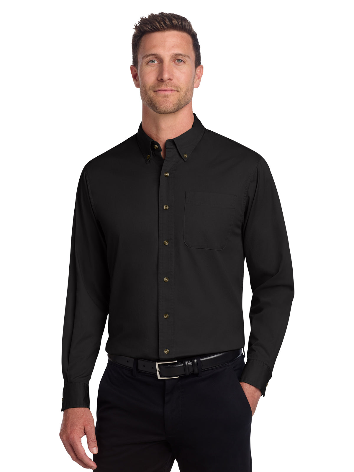Men's Tall Long Sleeve Twill Shirt - TLS600T - Black