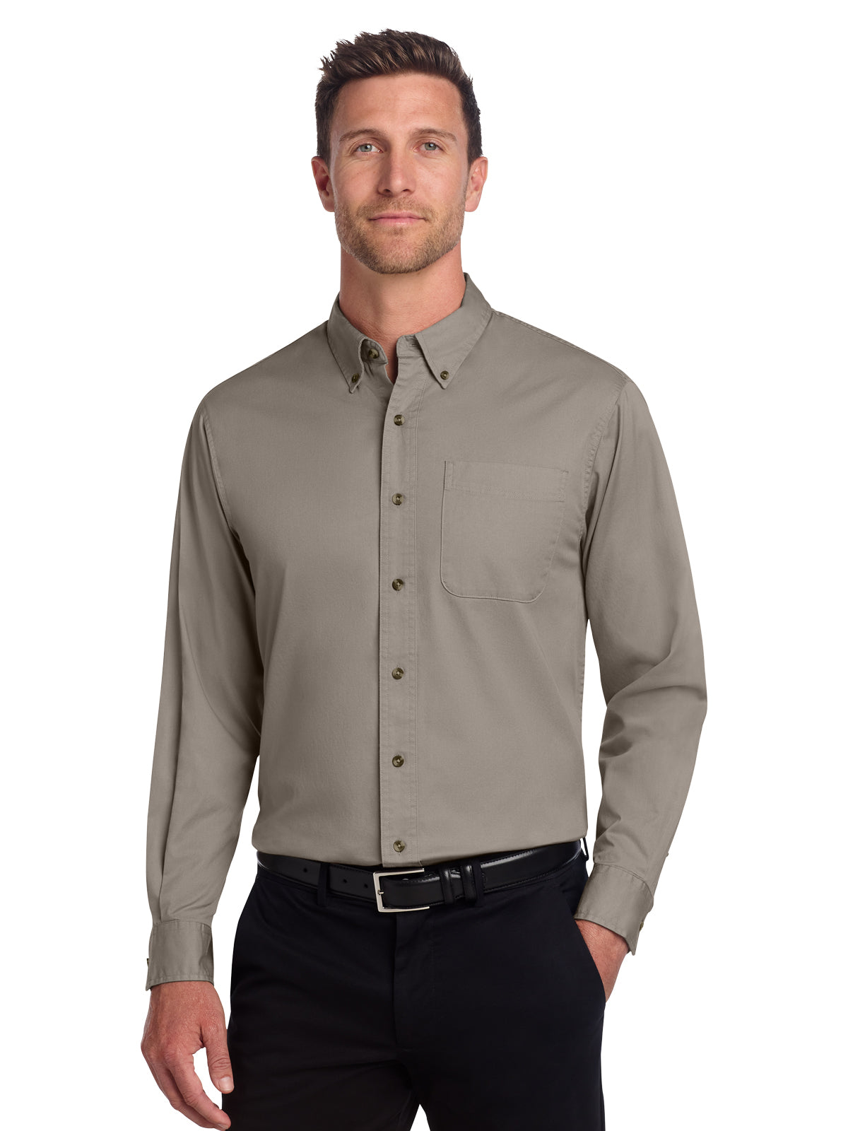 Men's Tall Long Sleeve Twill Shirt - TLS600T - Khaki