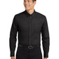 Unisex Tall Long Sleeve Easy Care Shirt - TLS608 - Black/Light Stone