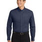 Unisex Tall Long Sleeve Easy Care Shirt - TLS608 - Navy/Light Stone