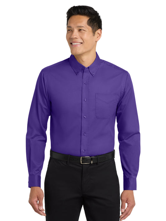 Unisex Tall Long Sleeve Easy Care Shirt - TLS608 - Purple/Light Stone