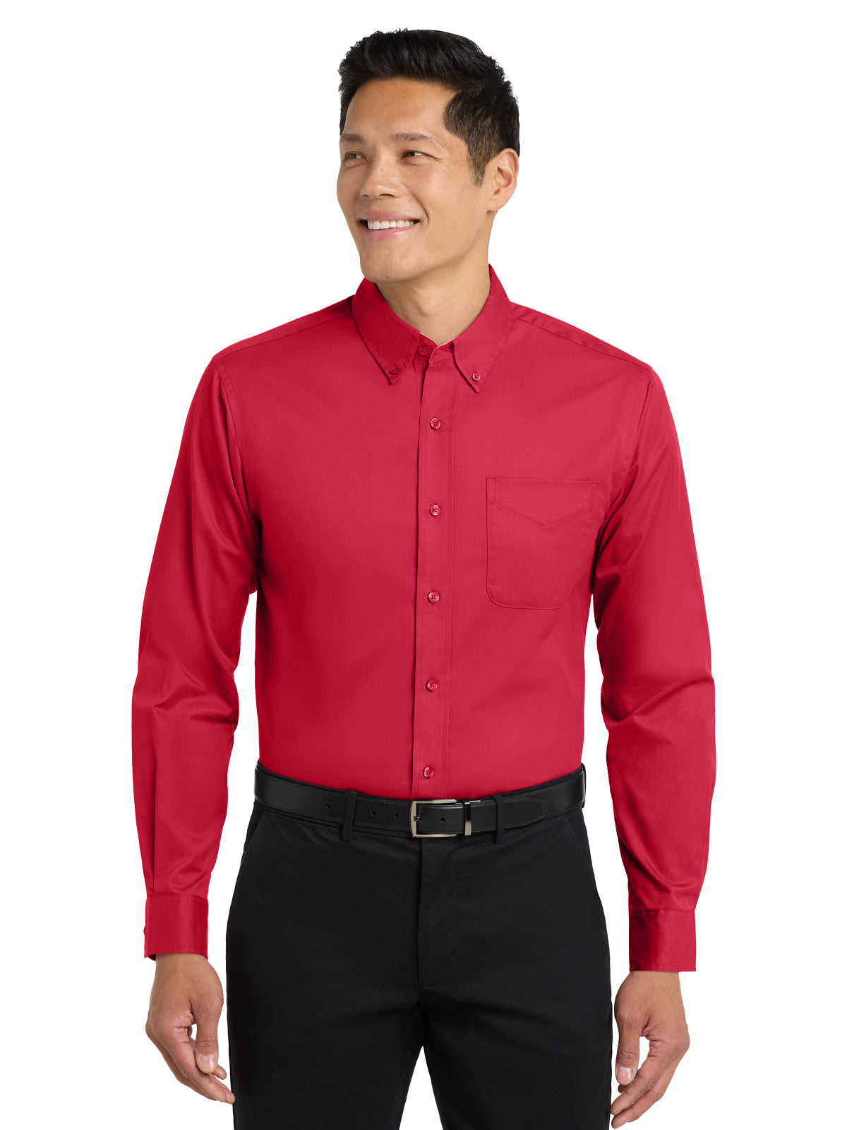 Unisex Tall Long Sleeve Easy Care Shirt - TLS608 - Red/Light Stone