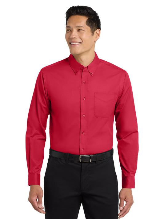 Unisex Tall Long Sleeve Easy Care Shirt - TLS608 - Red/Light Stone