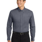 Unisex Tall Long Sleeve Easy Care Shirt - TLS608 - Steel Grey/Light Stone