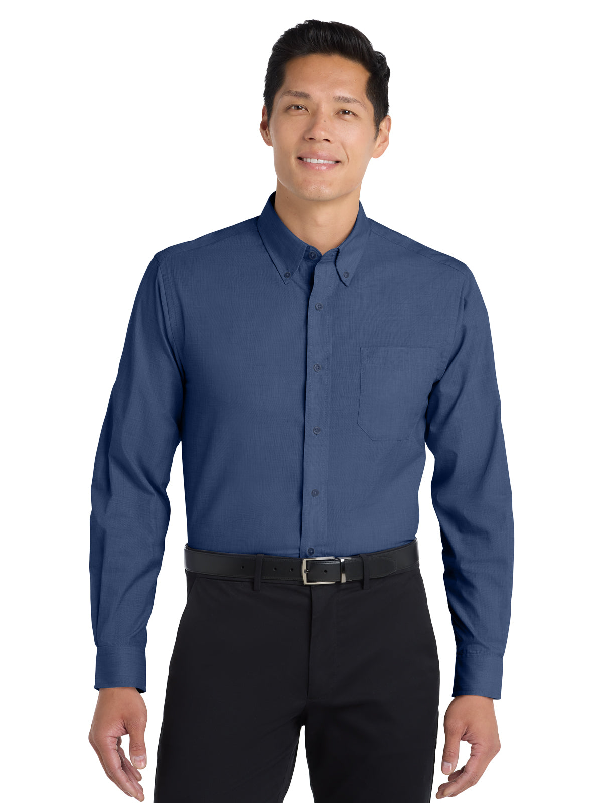 Men's Tall Crosshatch Easy Care Shirt - TLS640 - Deep Blue