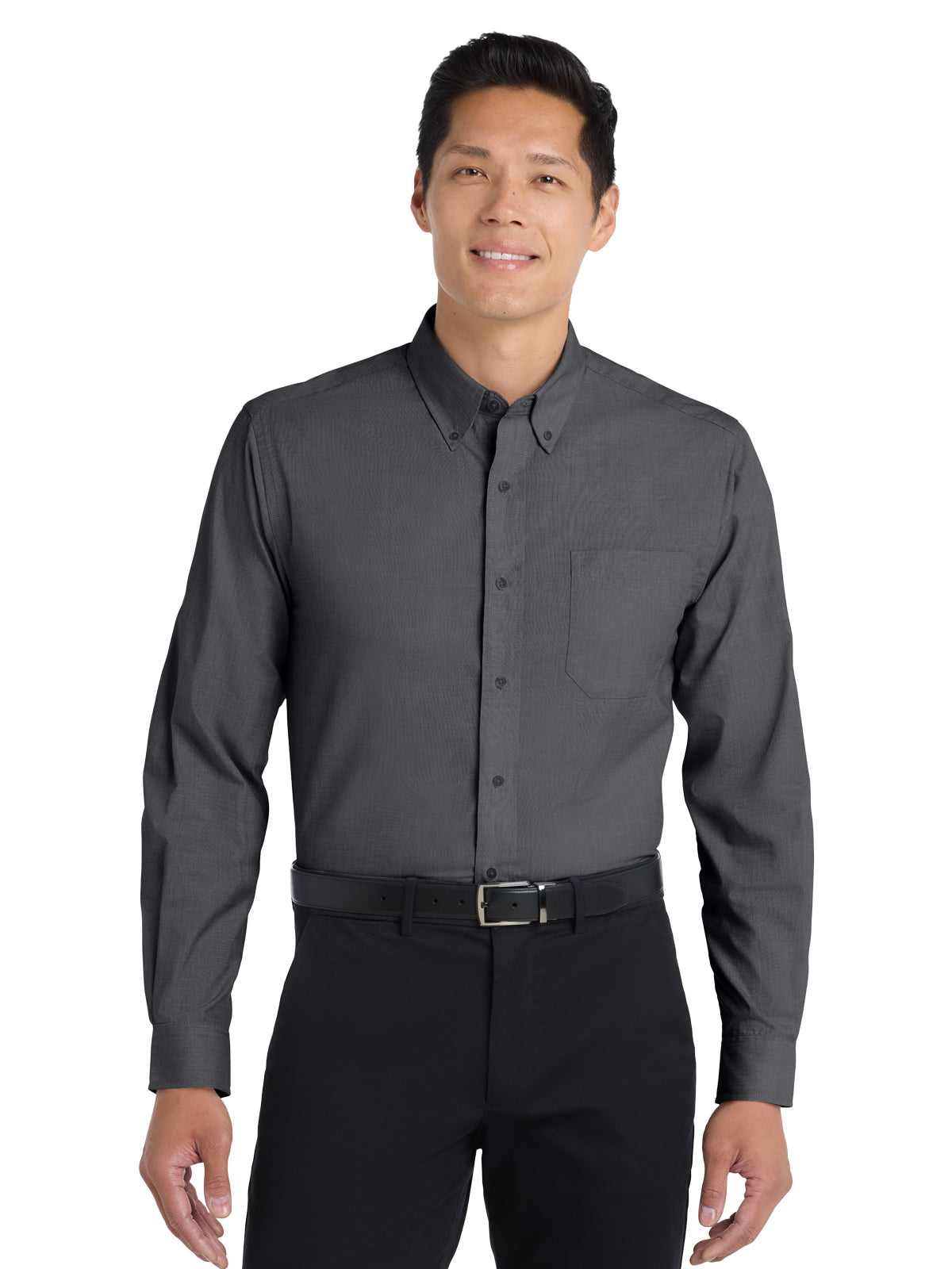 Men's Tall Crosshatch Easy Care Shirt - TLS640 - Soft Black
