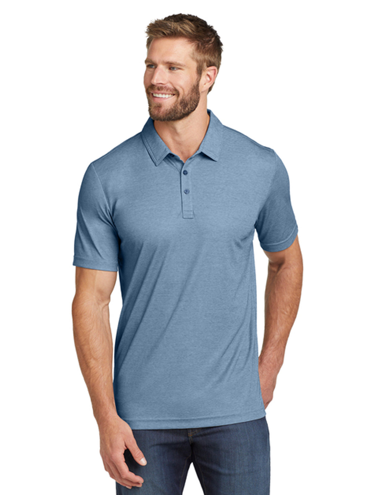 Men's Pocketless Oceanside Heather Polo - TM1MU412 - Classic Blue Heather
