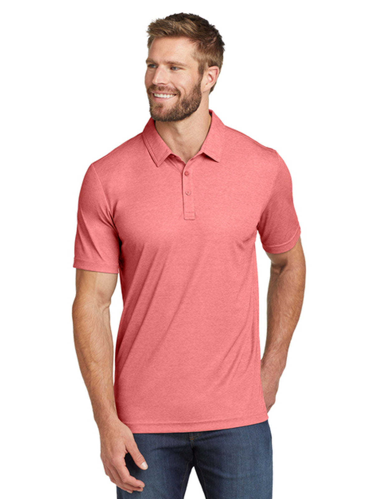 Men's Pocketless Oceanside Heather Polo - TM1MU412 - Cardinal Heather