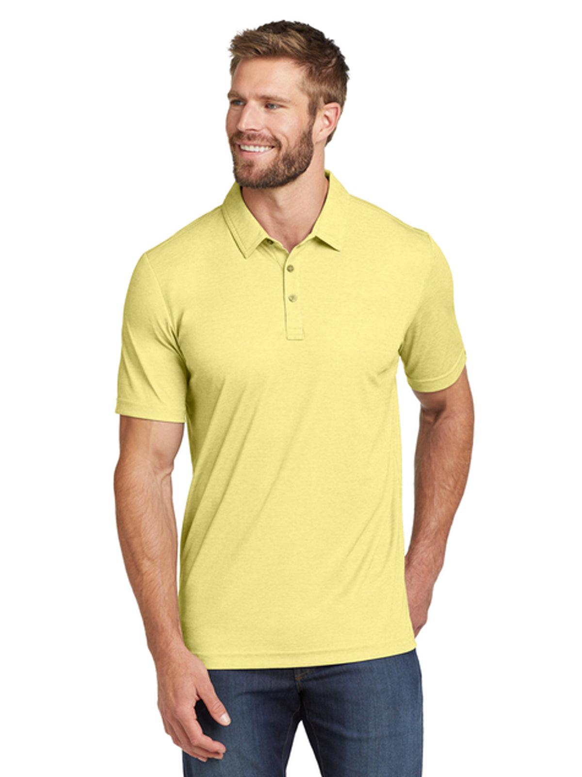 Men's Pocketless Oceanside Heather Polo - TM1MU412 - Pale Banana Heather