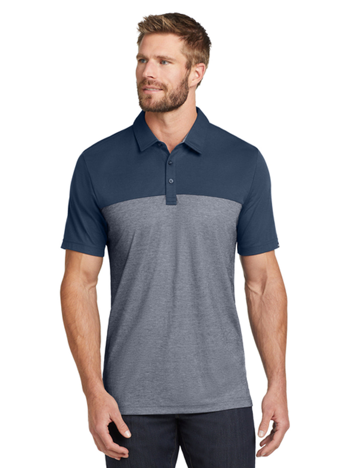 Men's Pocketless Oceanside Blocked Polo - TM1MU414 - Blue Nights/ Blue Nights Heather