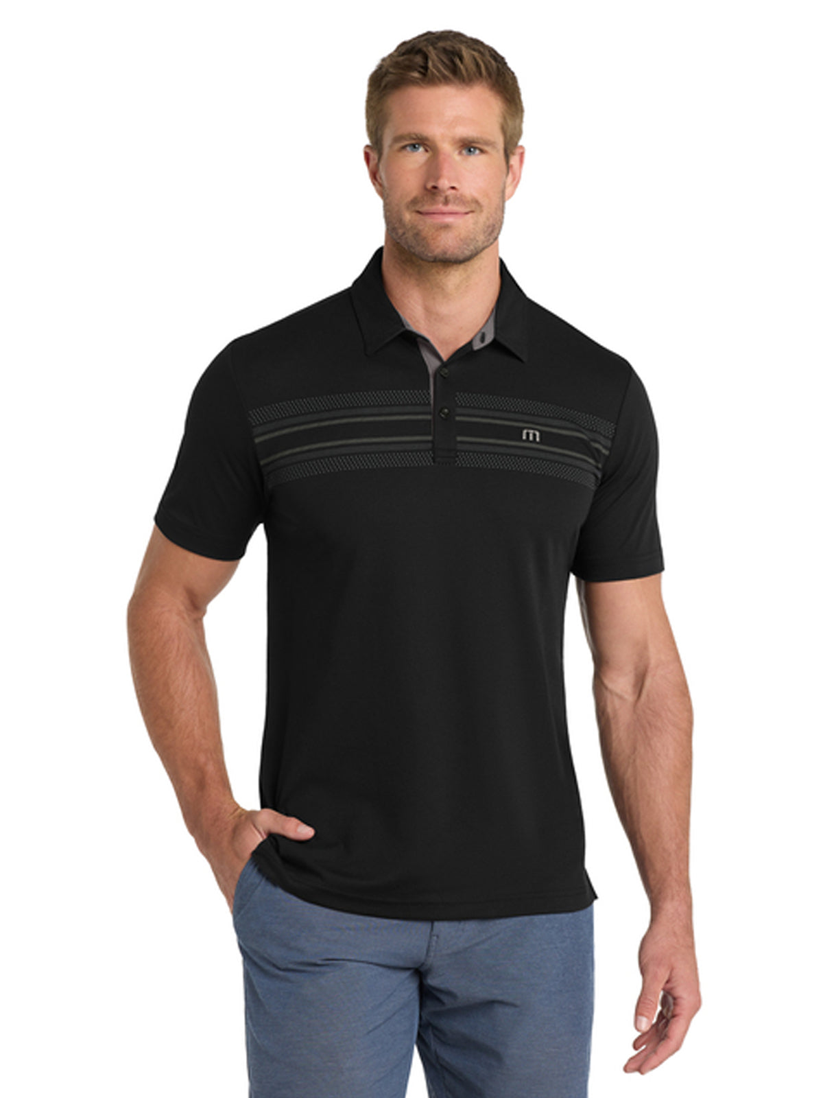 Men's Pocketless Chest Stripe Polo - TM1MW450 - Black