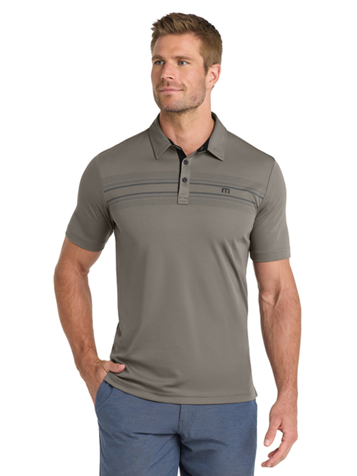 Men's Pocketless Chest Stripe Polo - TM1MW450 - Quiet Shade Grey