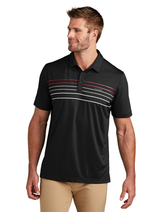 Men's Pocketless Chest Stripe Perfomance Polo - TM1MY400 - Black