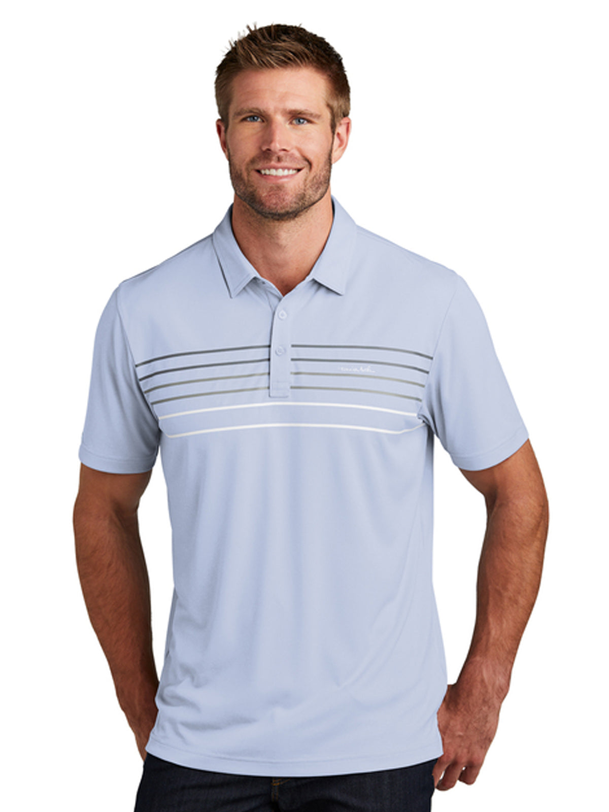 Men's Pocketless Chest Stripe Perfomance Polo - TM1MY400 - Kentucky Blue Heather