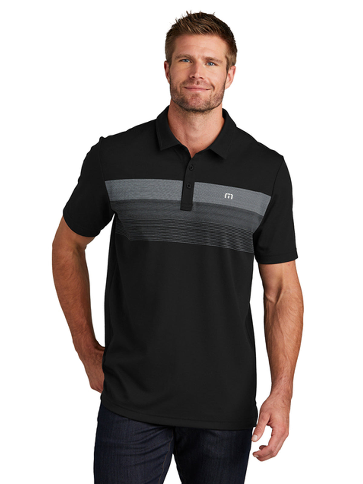 Men's Coastal Chest Stripe Polo - TM1MY402 - Black