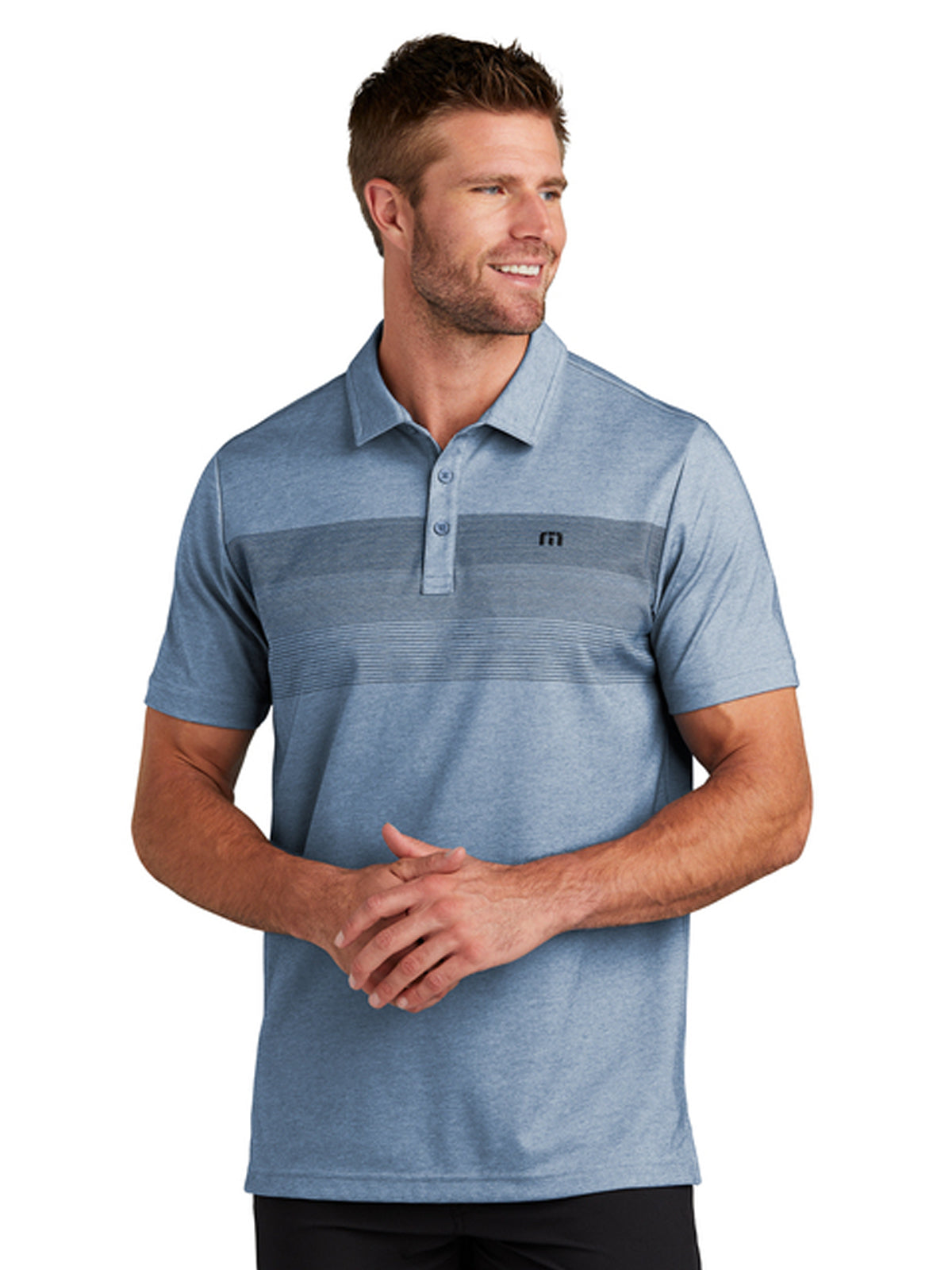 Men's Coastal Chest Stripe Polo - TM1MY402 - Opal Blue Heather