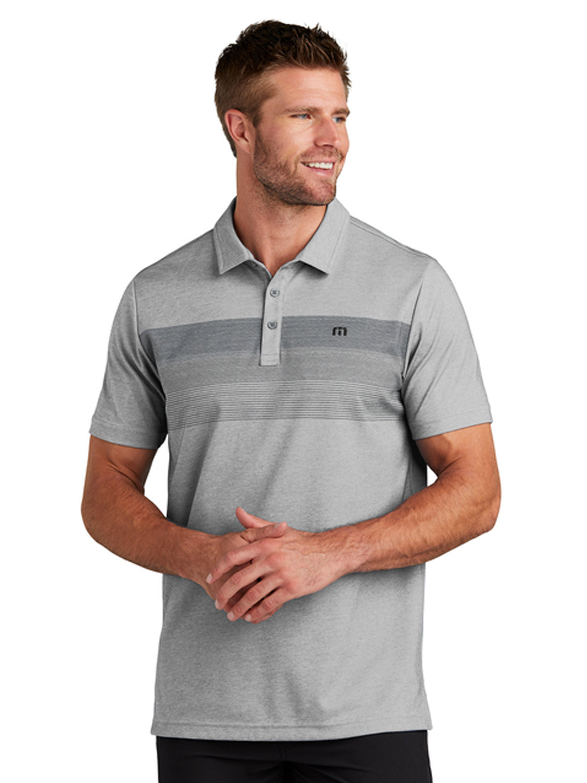 Men's Coastal Chest Stripe Polo - TM1MY402 - Quiet Shade Grey Heather