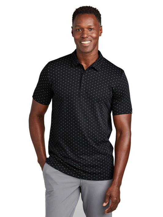 Men's Pocketless Wrinkle Resistant Print Polo - TM1MY403 - Black/ Aegean Blue