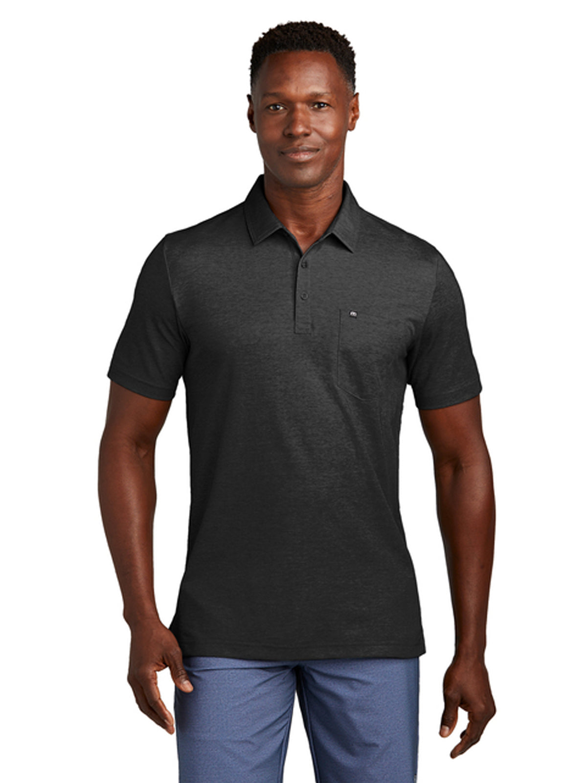 Men's 1-Pocket Wrinkle Resistant Heather Polo - TM1MY404 - Black Heather