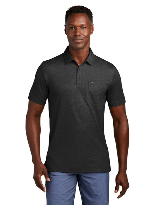 Men's 1-Pocket Wrinkle Resistant Heather Polo - TM1MY404 - Black Heather