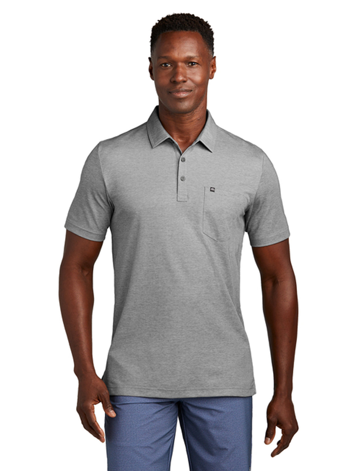 Men's 1-Pocket Wrinkle Resistant Heather Polo - TM1MY404 - Quiet Shade Grey Heather