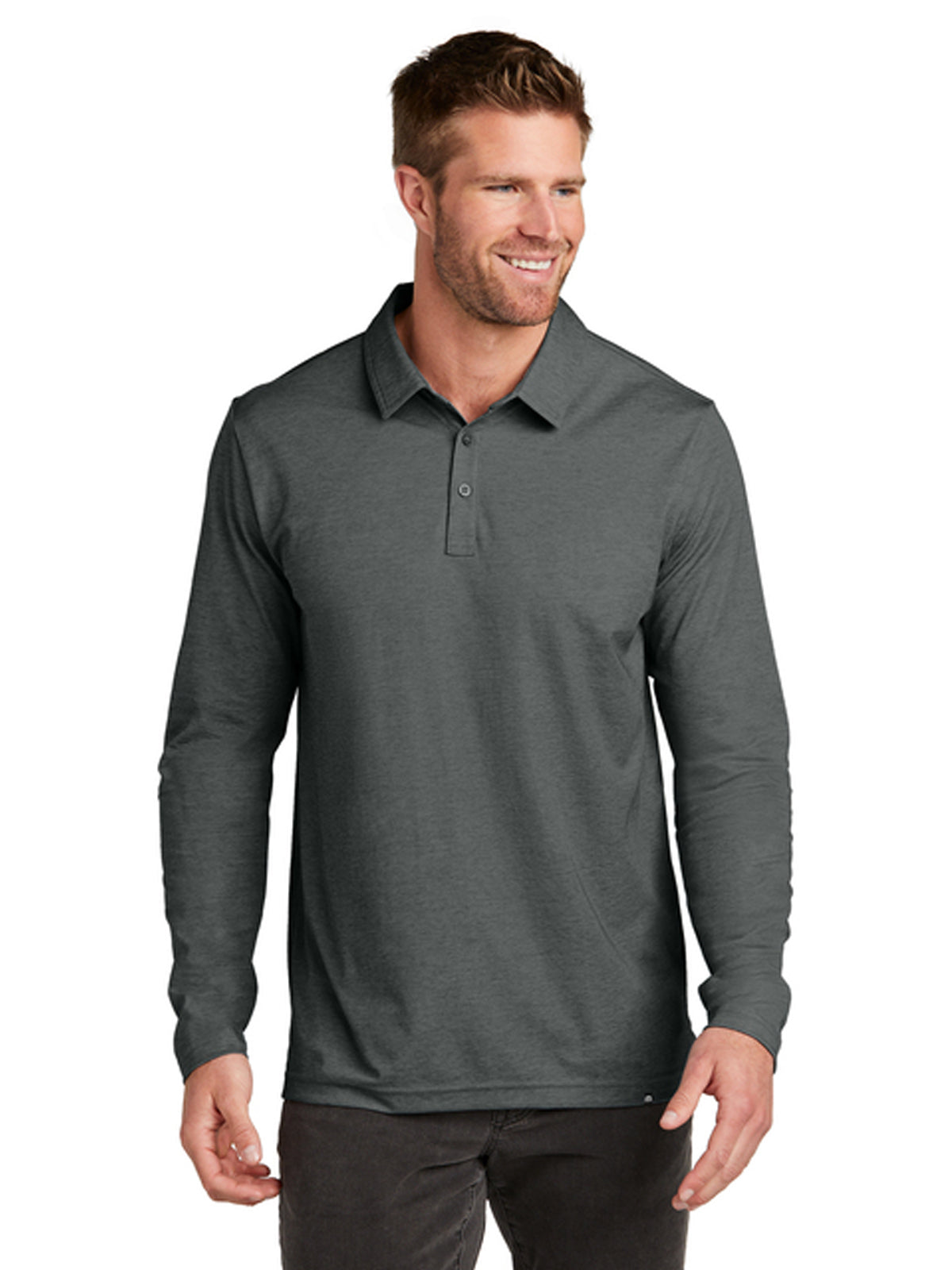 Men's Oceanside Heather Long Sleeve Polo - TM1MZ343 - Black Heather