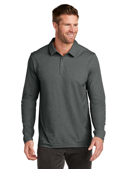 Men's Oceanside Heather Long Sleeve Polo - TM1MZ343 - Black Heather