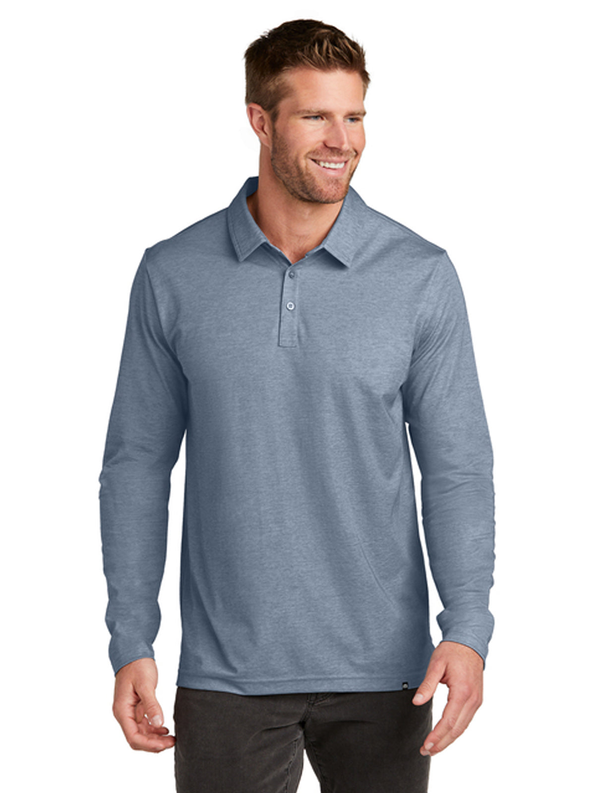 Men's Oceanside Heather Long Sleeve Polo - TM1MZ343 - Blue Nights Heather