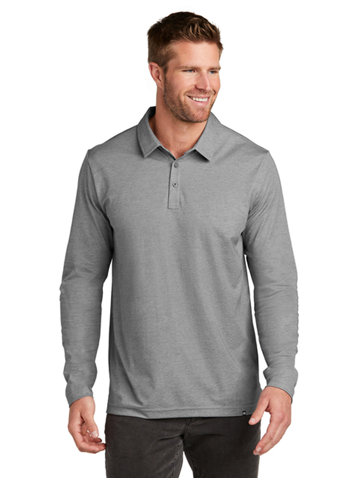 Men's Oceanside Heather Long Sleeve Polo - TM1MZ343 - Quiet Shade Grey Heather