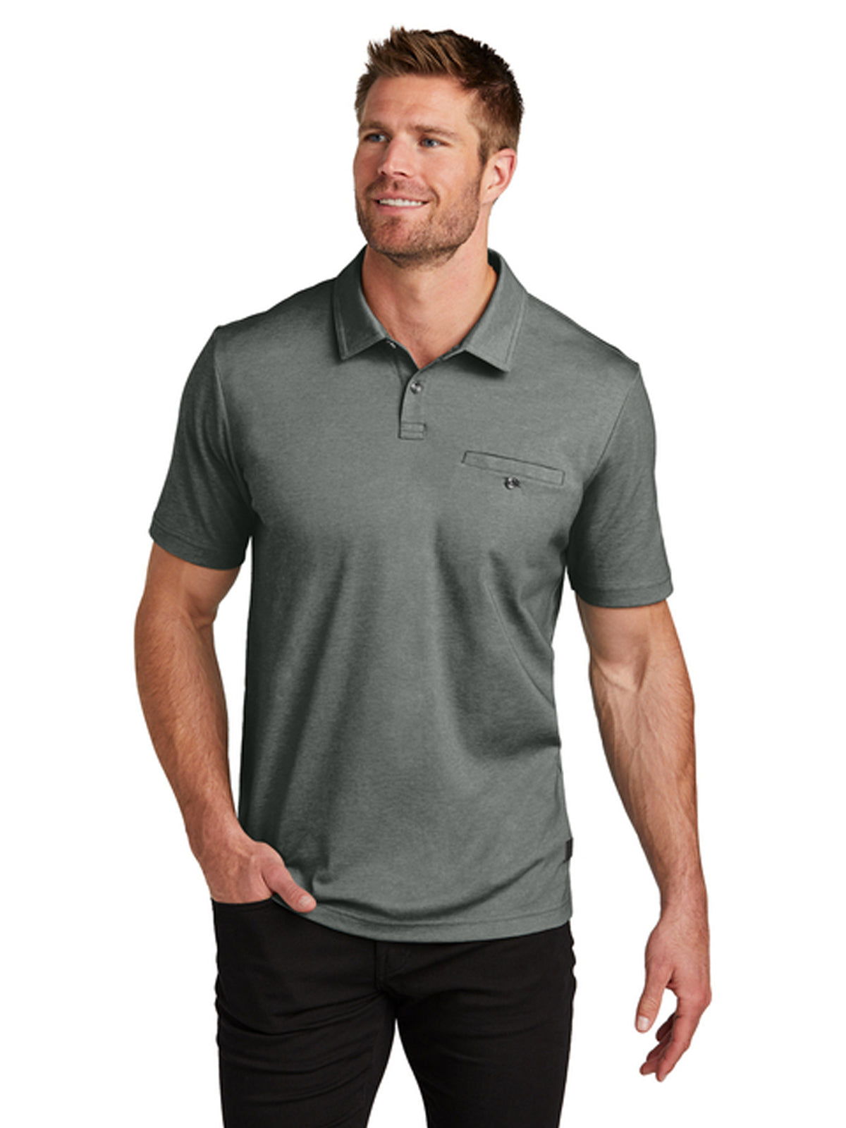 Men's Sunsetters One-Pocket Polo - TM1MZ344 - Black Heather