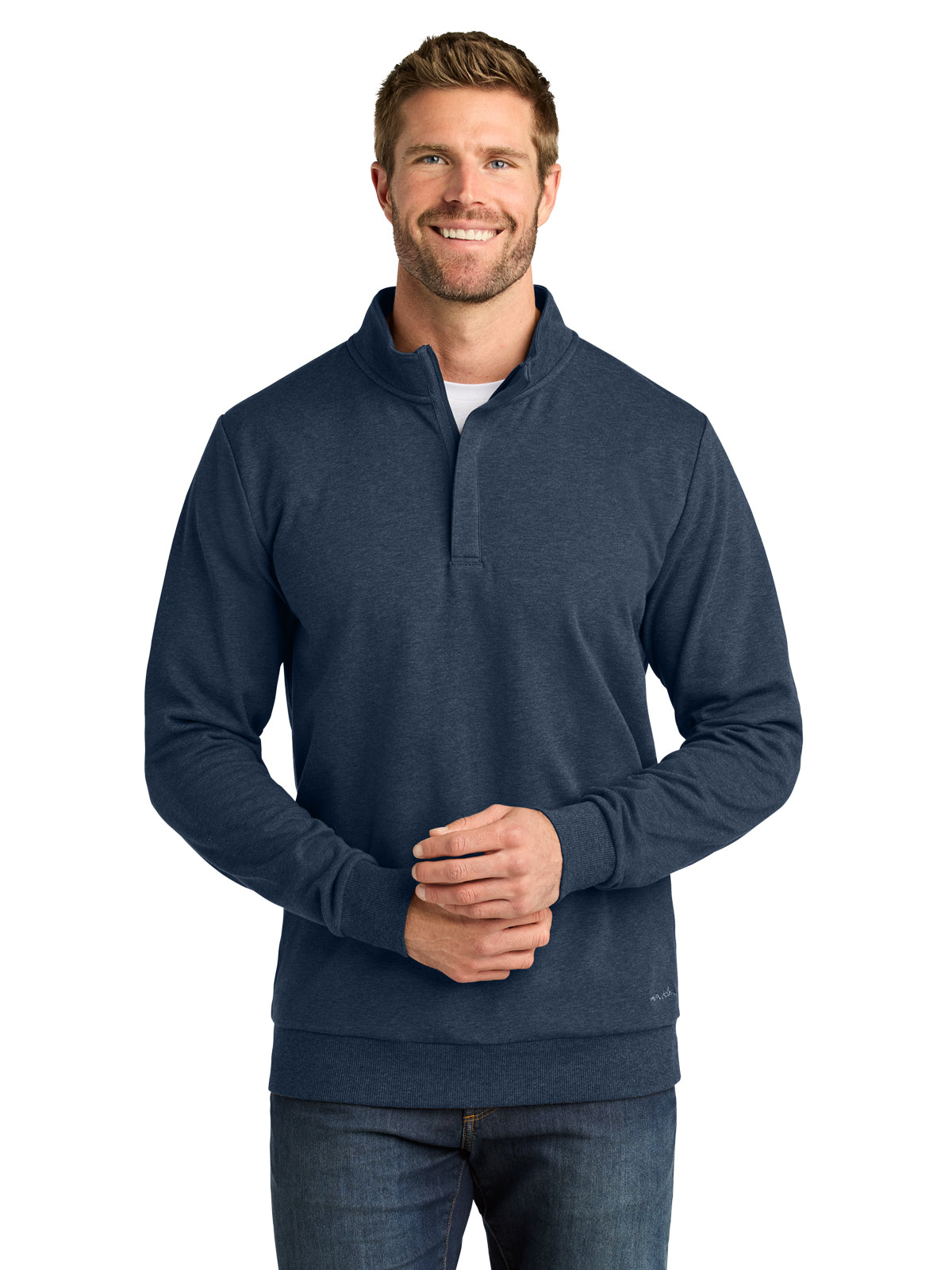 Men's Pocketless Ocean Villa 1/4-Zip Sweatshirt - TMA41421 - Blue Heather